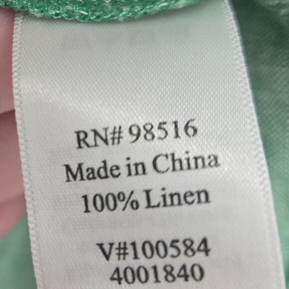 Coldwater Creek Green 100% Linen 3/4 Sleeved Button Up Size Medium 10-12 - Picture 10 of 11